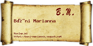 Béni Marianna névjegykártya