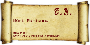 Béni Marianna névjegykártya
